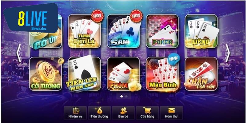 Các trò chơi nổi bật của game bài 8Live